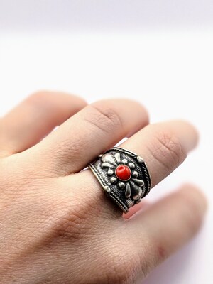 Silver Plated with Polymer Clay Inlay Statement Ring - image4